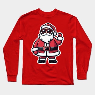 Santa Claus Sunglasses Christmas Drawing Long Sleeve T-Shirt